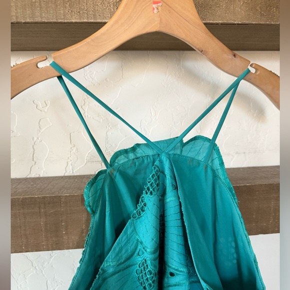 Corey Lynn Calter|Teal boho floral Sleeveless Women's Top,mesh florals•••size S - Picture 4 of 12